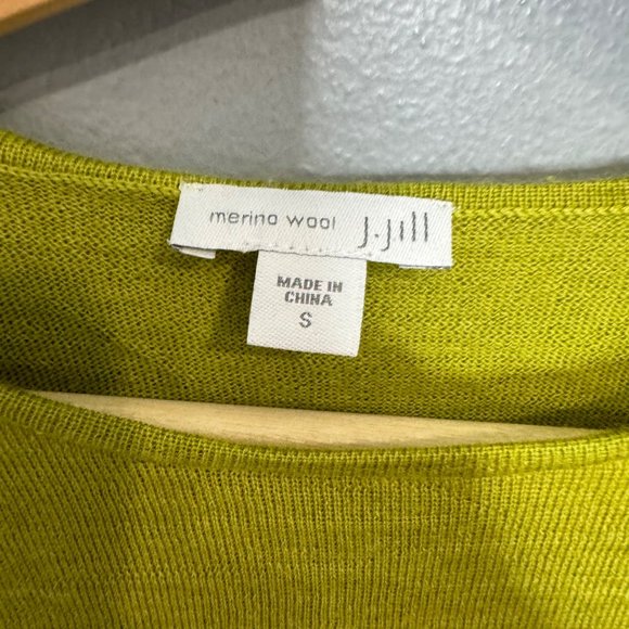 J. JILL merino wool chartreuse green tunic sweater size S - Picture 4 of 6